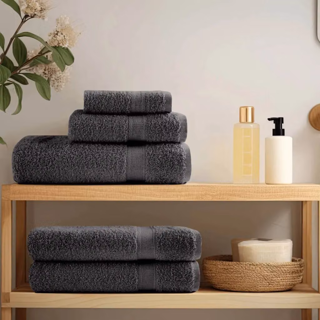 Berkfield Home SOLUND 6 Piece Premium Cotton Terry Towel Set in Anthracite Black, 600 gsm – 2
