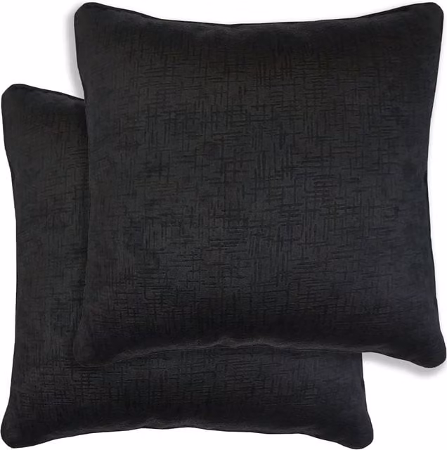 Enhanced Living Pair of Vogue Textured Square Cushion Covers, Black, W/D/H: 43 x 43 x 43 cm