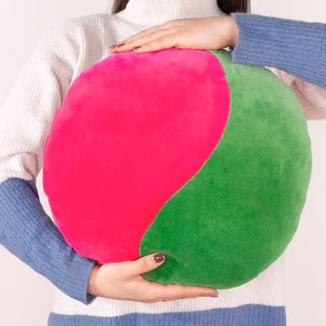 Heya Home Unity Round Cotton Velvet Ready Filled Cushion in Green or Pink, W/D/H: 40 x 40 x 40 cm