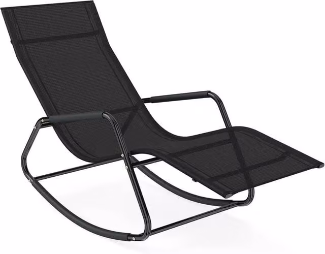 Costway Black Outdoor Rocking Chair with Armrests and Back Support Bar for Garden and Terrace – 1