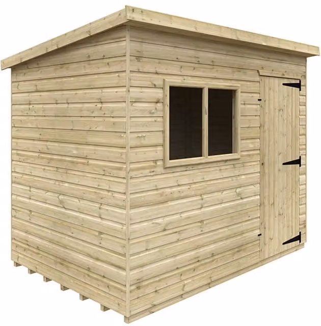 Buttercup Farm Deluxe Pent Shed in Natural Wood with Single Door and Window, W: 274.3 cm, D: 182.9 cm, H: 207.3 cm