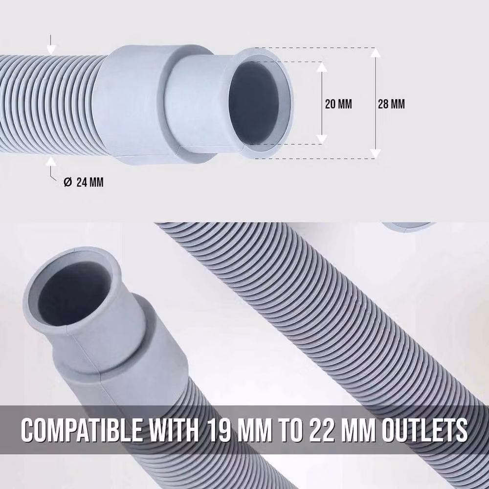PAWNORA Universal Washing Machine and Dishwasher Waste Drain Hose, Grey – 2