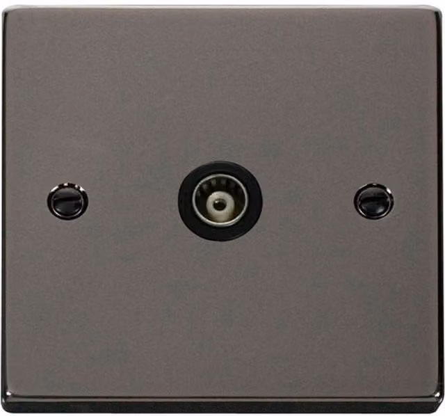 SE HOME Black Flush Single Isolated Coaxial Socket in Black