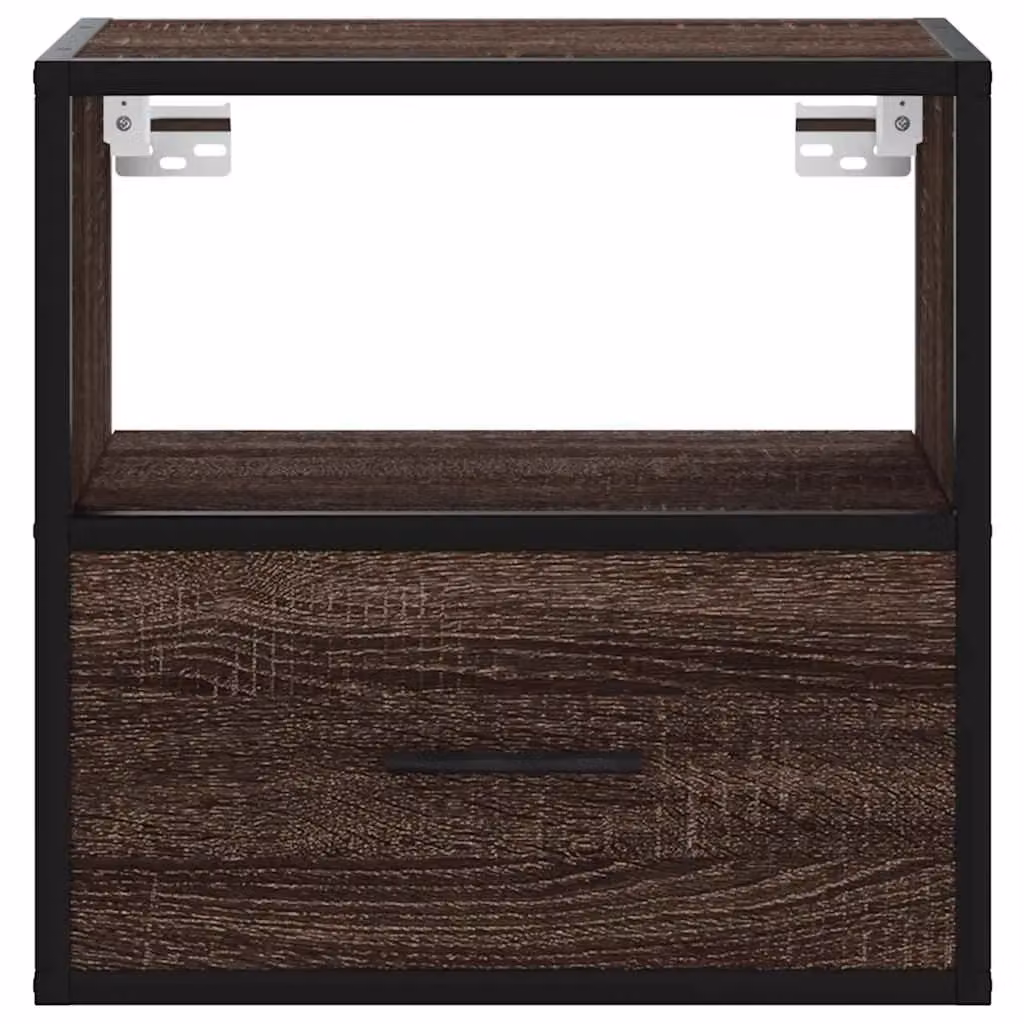 Berkfield Home Wall-mounted Bedside Cabinet in Brown Oak, W/D/H: 40 x 31 x 39.5 cm – 5