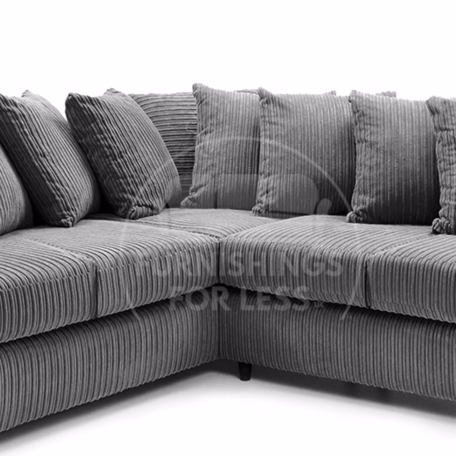 Furnishings For Less UK Ferguson 5 Seater L-Shaped Corner Sofa in Grey Jumbo Cord Fabric with Scatter Back – 2