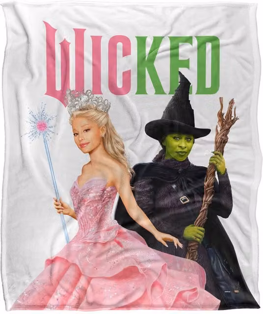 NBCU Wicked Pink and Green Glinda and Elphaba Witches Blanket, Large – 1
