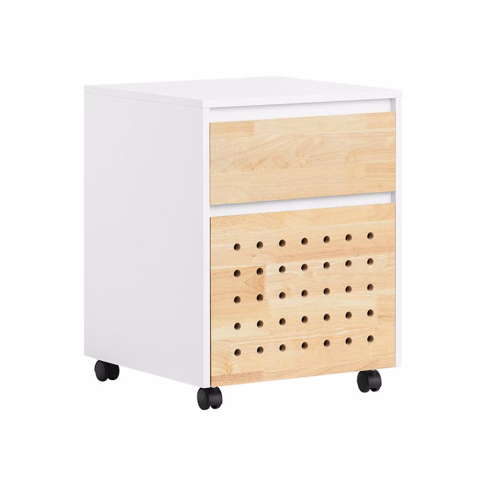 SoBuy Mobile Office Storage Cabinet in White with Castors – 2