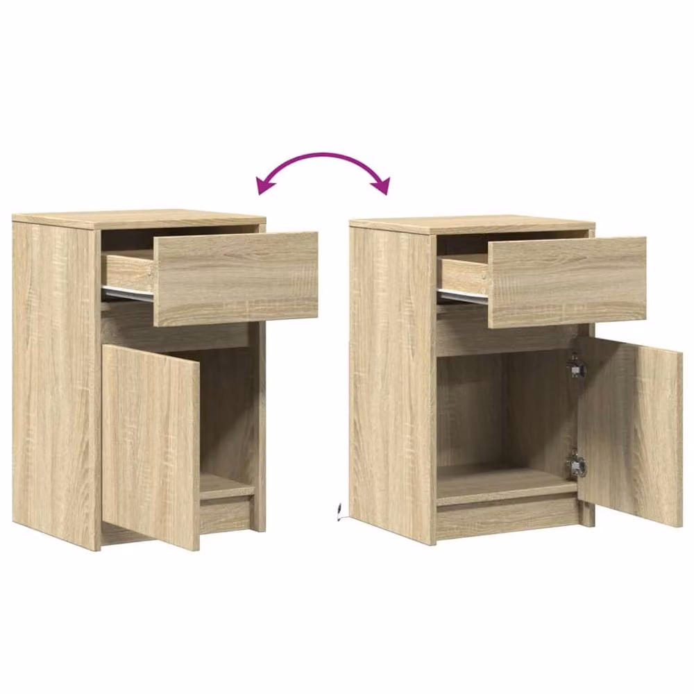 Berkfield Home Modern Bedside Cabinet with Integrated LED Lights in Sonoma Oak Light Brown, W/D/H: 38 x 34 x 61 cm – 3