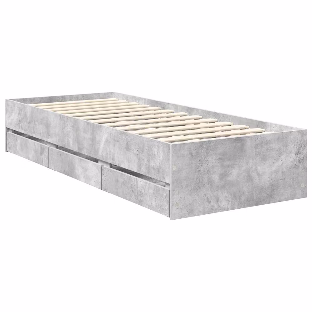 Berkfield Home Modern Bed Frame with Drawer in Concrete Grey, Engineered Wood, W: 75 cm, L: 190 cm – 2