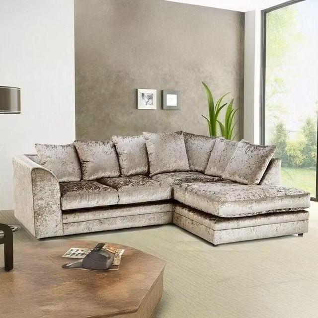 Swift 4 Seater Corner Sofa in Champagne Crushed Velvet, Right-Hand Facing