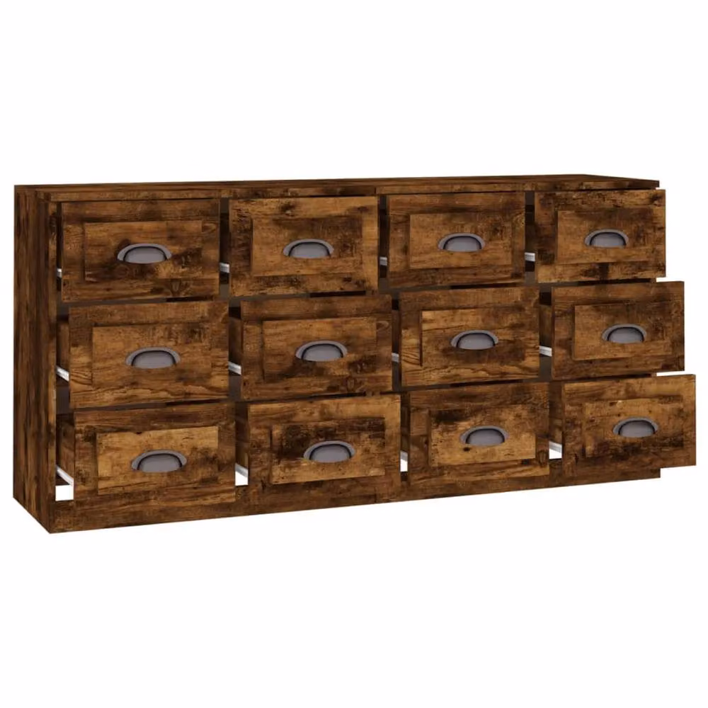 Berkfield Home Set of 2 Smoked Oak Sideboards in Brown – 3