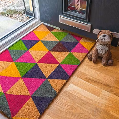 Nicola Spring Coir Door Mat with Multicolour Triangle Graphic, W/D: 90 x 60 cm – 3