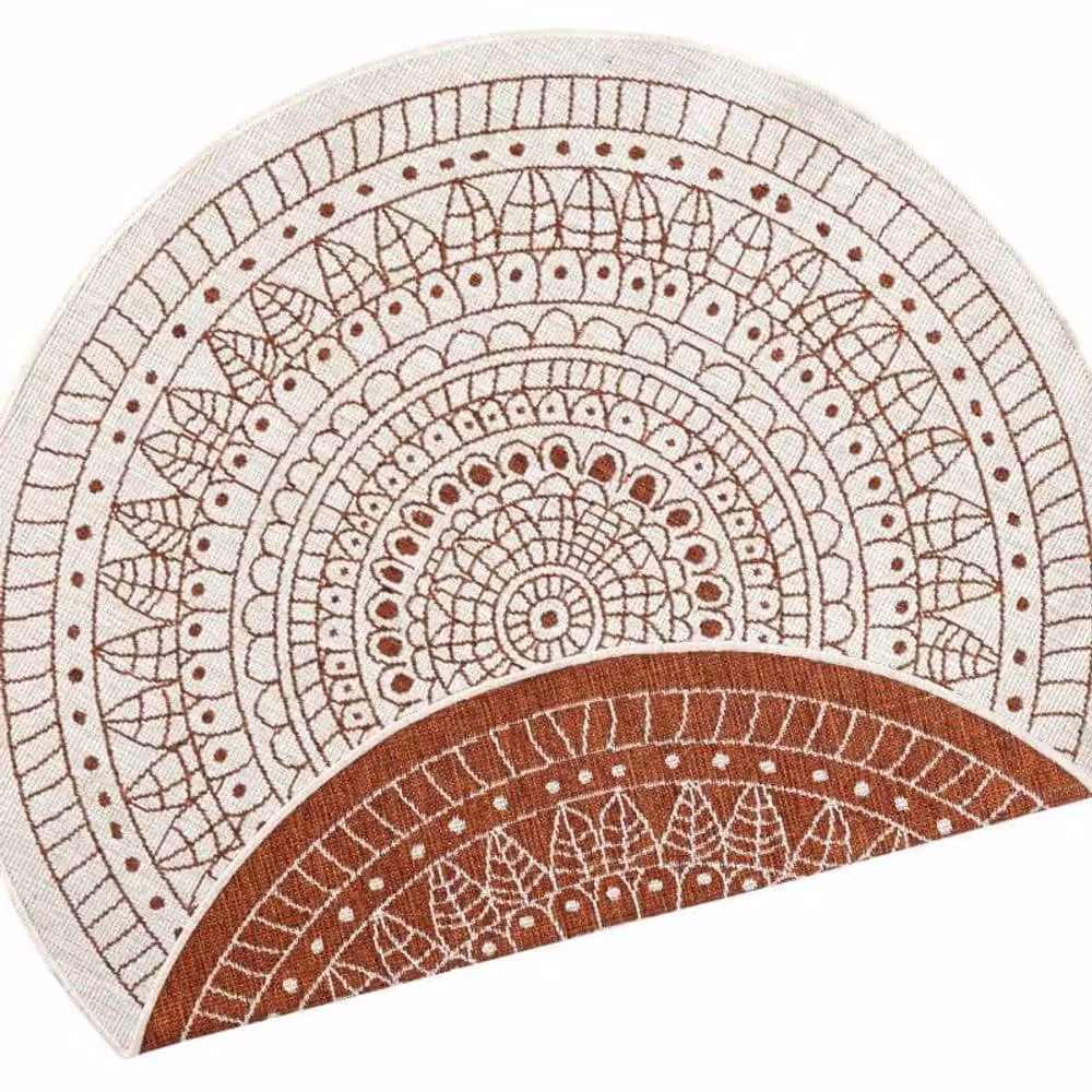 THE RUGS Porto Reversible Indoor Outdoor Round Flatweave Polypropylene Rug in Red, Diameter: 100 cm – 3