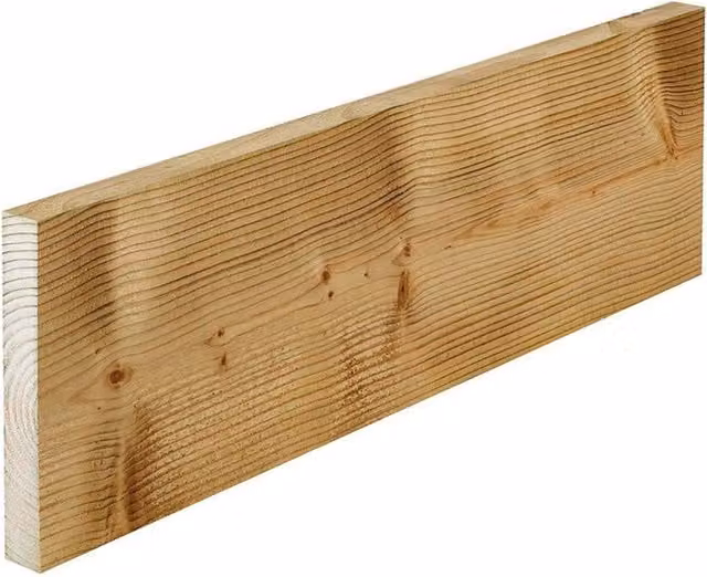 Snowdon Brown Impregnated Rough Sawn Treated Timber Board, Pack of 8, W: 15.0 cm, H: 2.2 cm, L: 180.0 cm
