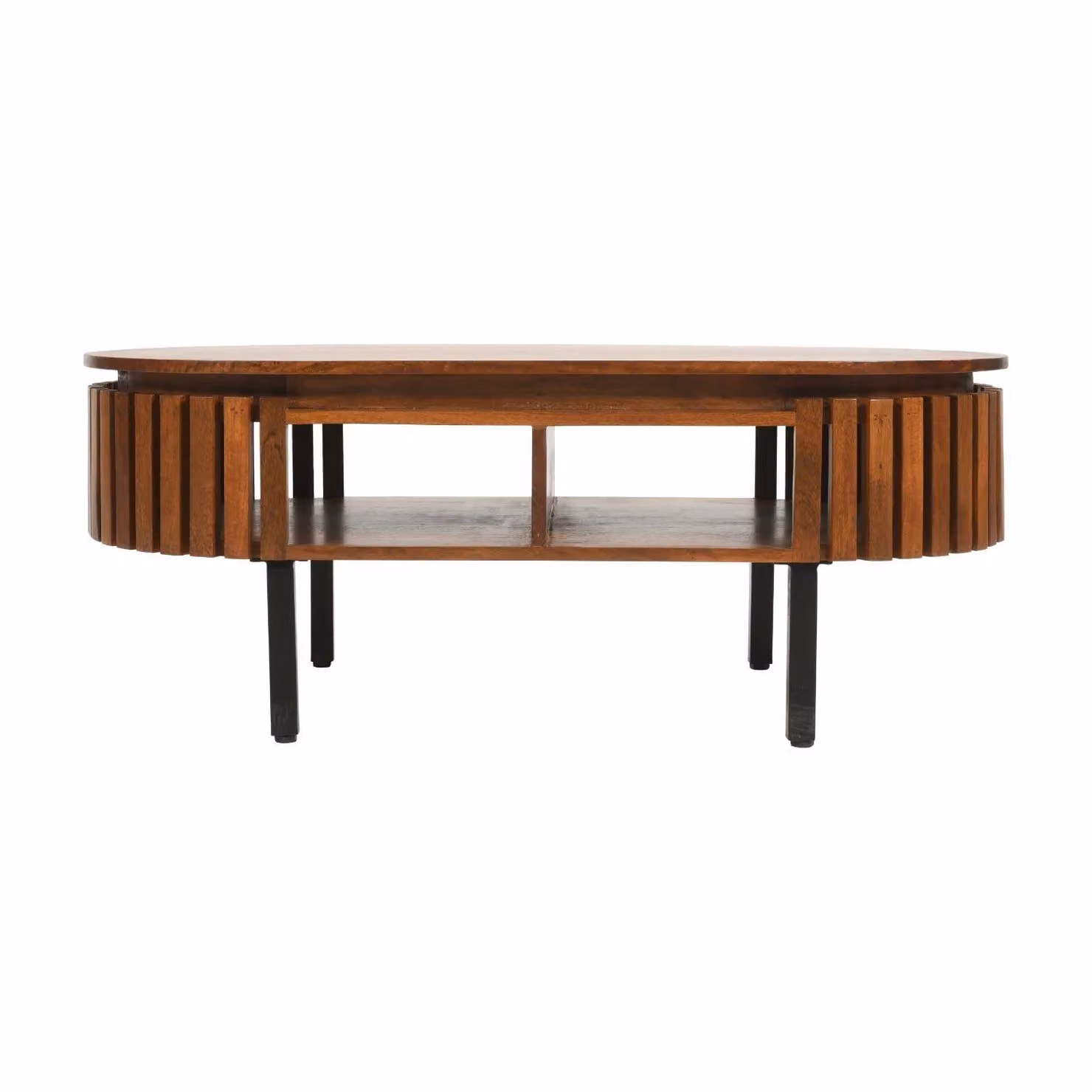 IH Design Carney Mango Wood Slatted Rectangular Coffee Table in Brown – 2