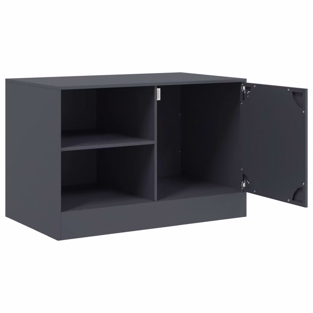 Berkfield Home Set of 2 Modern Anthracite Steel TV Cabinets, W/D/H: 67 x 39 x 44 cm – 4