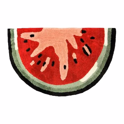 Mooky Mats Watermelon Slice Semi Circle Non Slip Bath Mat, Red and Multicolour, W: 80 cm, D: 50 cm – 1