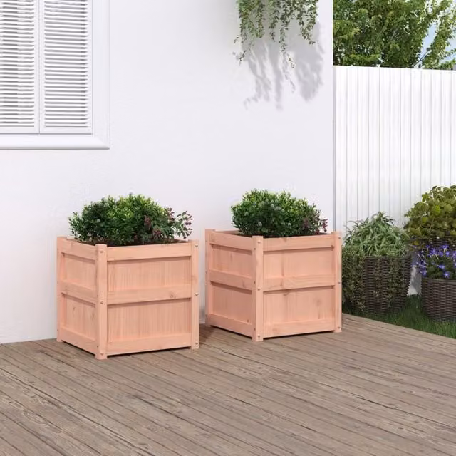 Berkfield Home Garden 2-Piece Solid Wood Douglas Planter Set in Brown