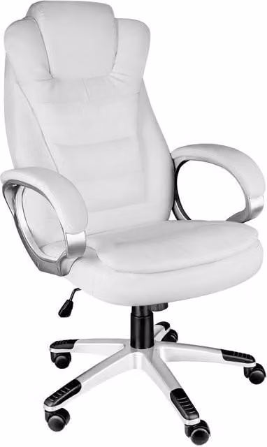 tectake Zulu Executive Office Chair in White Synthetic Leather with Headrest and Weight Adjustment – 1