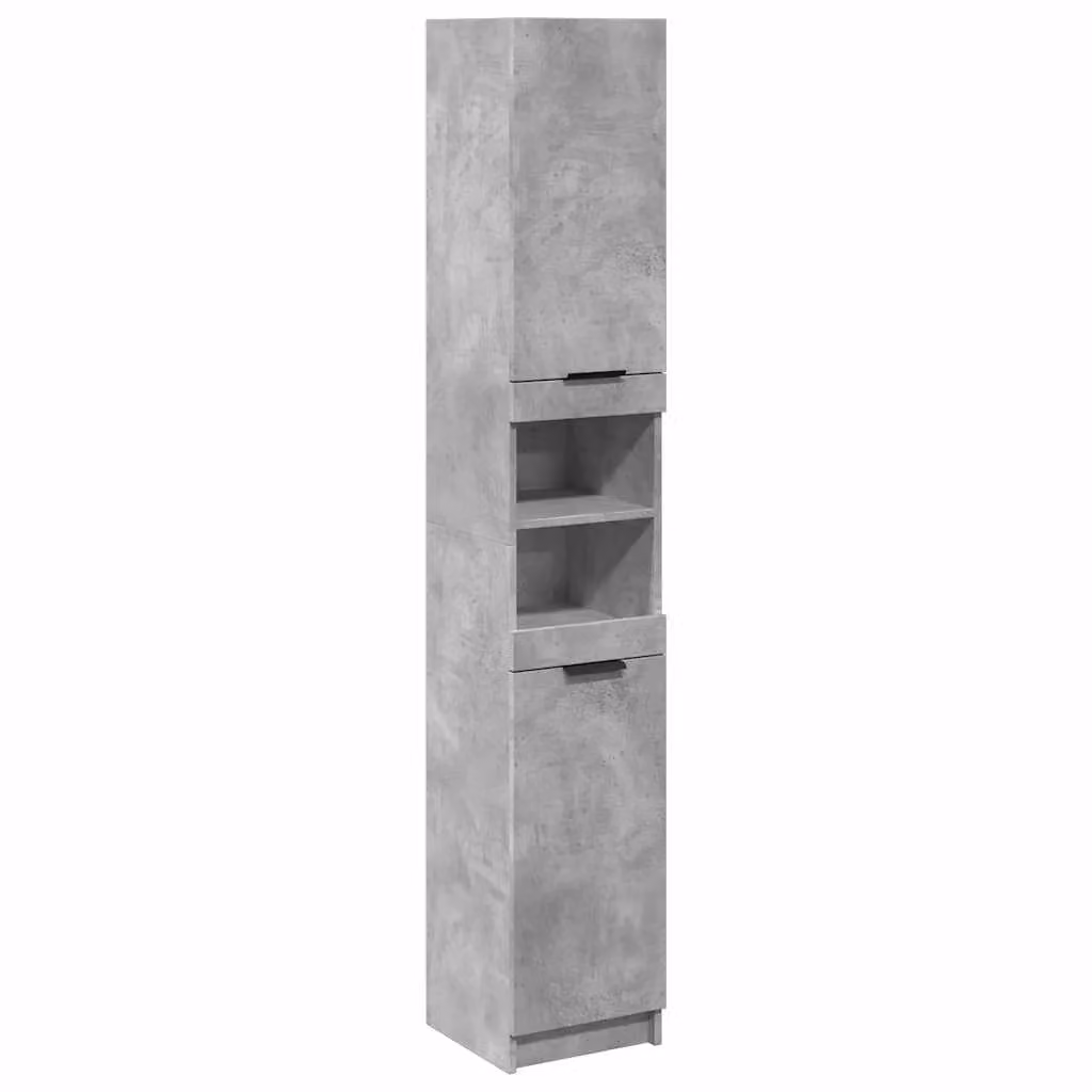 Berkfield Home Modern Bathroom Cabinet in Concrete Grey and Brown, W/D/H: 32 x 34 x 188.5 cm – 2