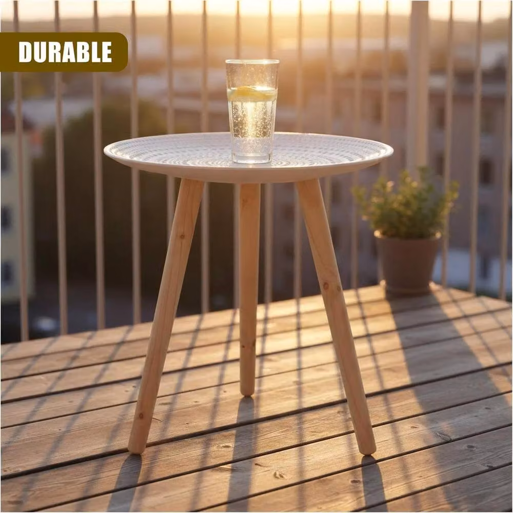 FORGEVIO Modern Round Wooden Side Table in White – 5