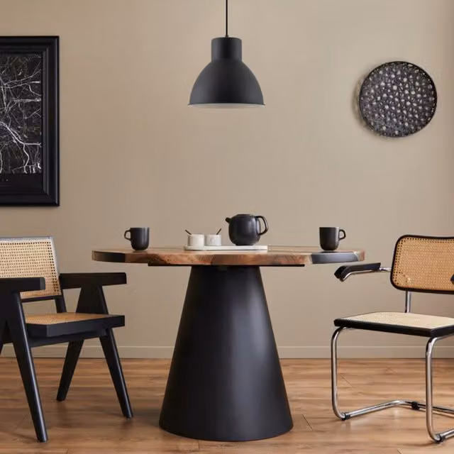 CGC Dante Modern Metal Dome Pendant Light in Grey and Black with Height-Adjustable Suspension and E27 Fitting