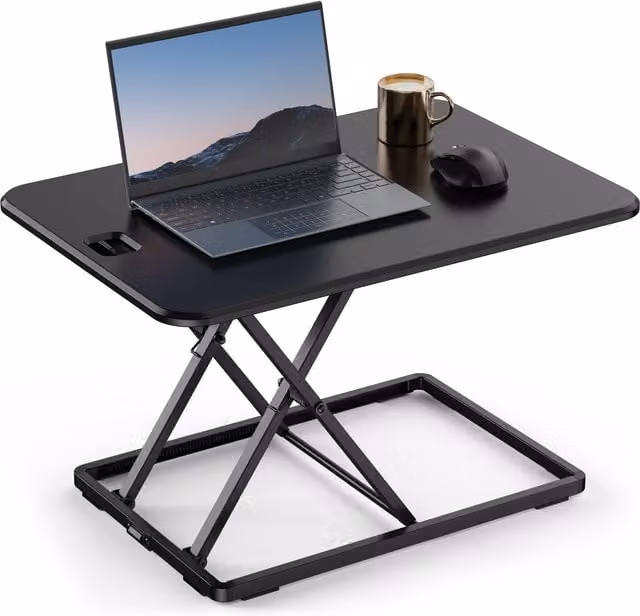 VonHaus X-Frame Height Adjustable Standing Desk Converter in Black