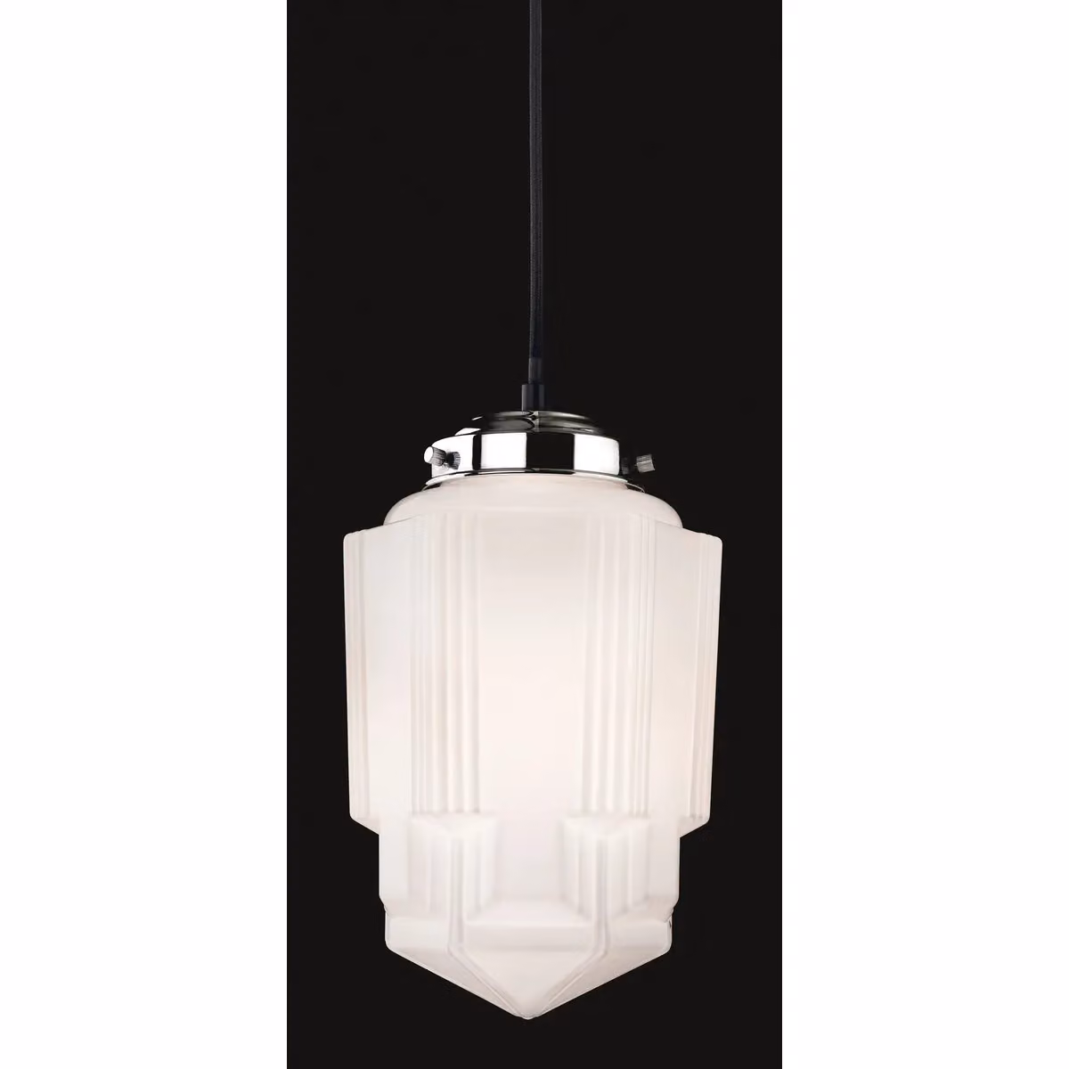 Netlighting Art 1 Light Ceiling Pendant in Chrome and Grey with White Opal Glass, E27 – 2