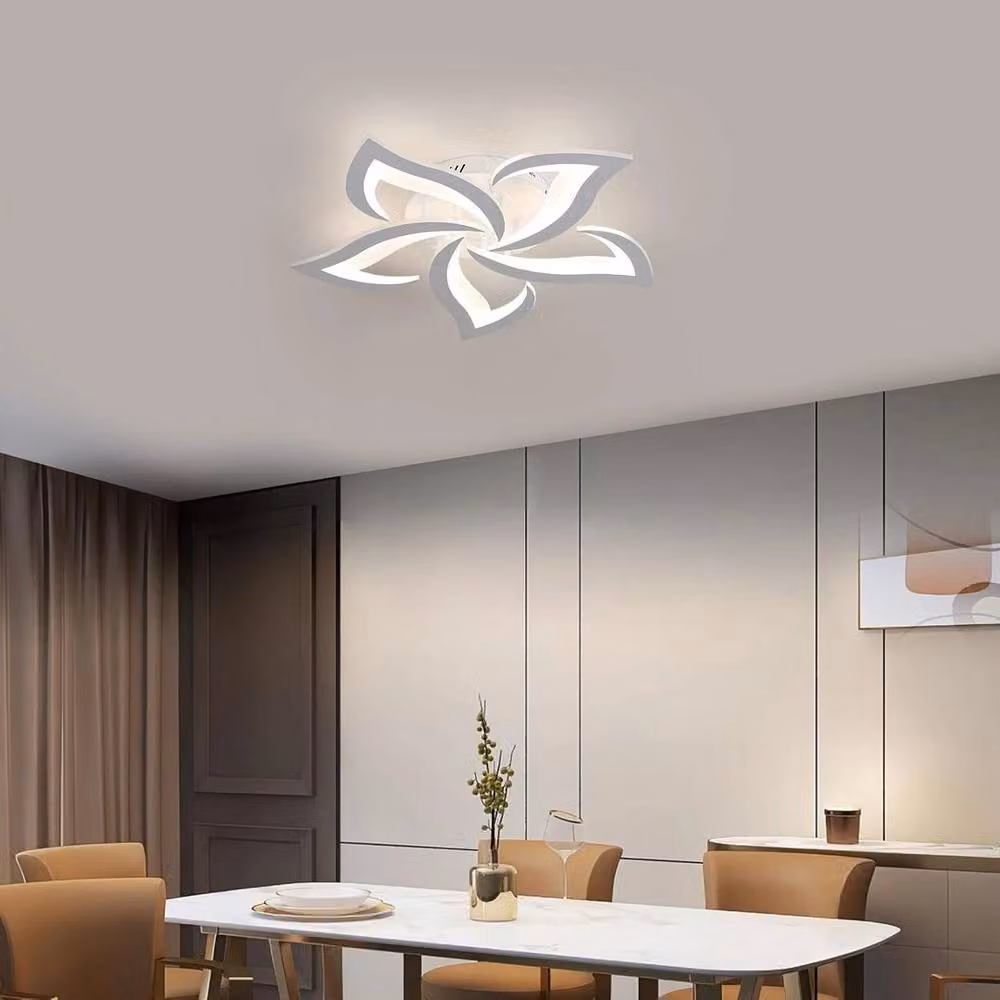 EONLION Modern LED Flower Chandelier Ceiling Light in White with Remote Control and Dimmable Function – 2