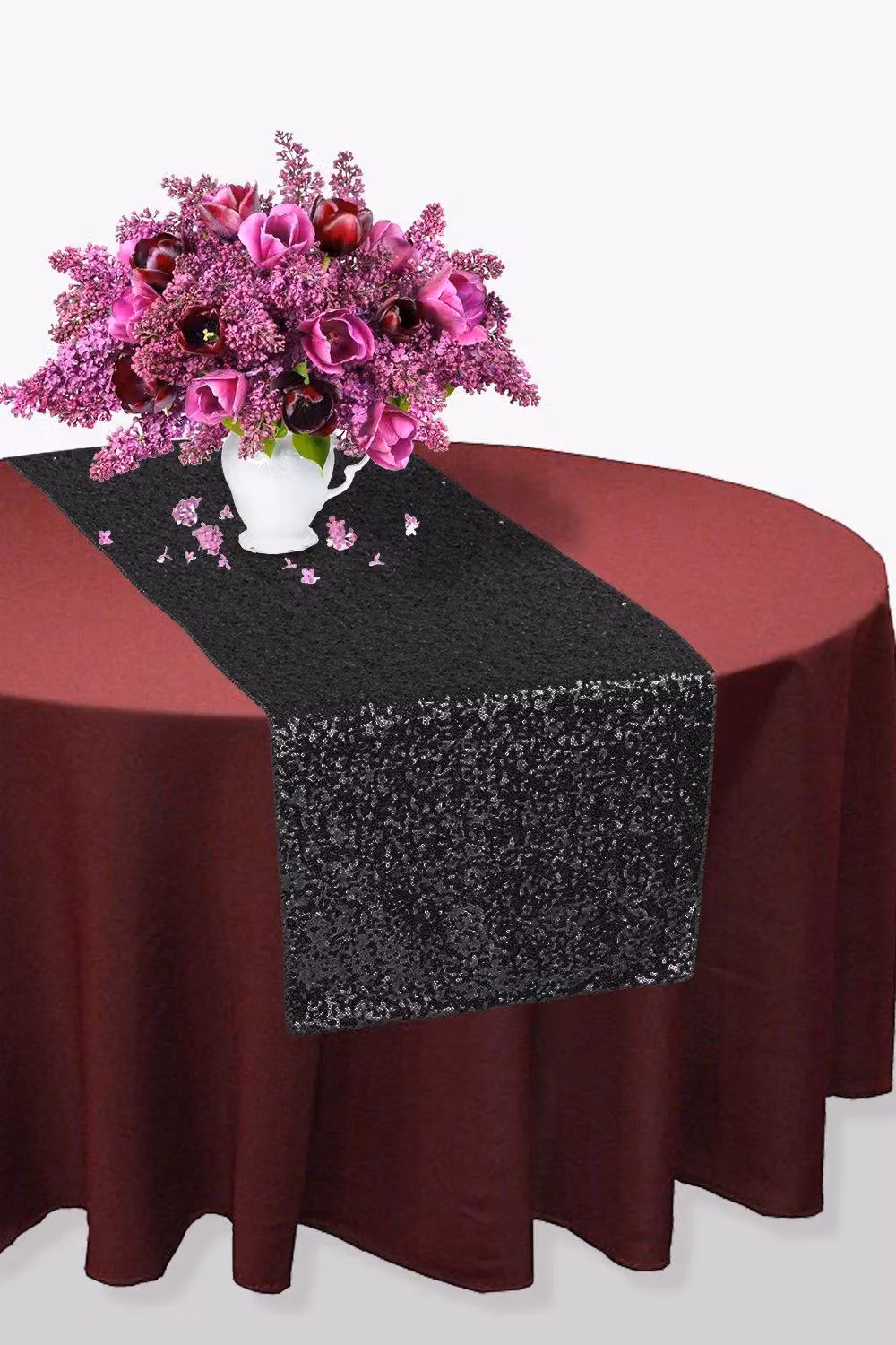 Trimming Shop Neel Blue Glitter Sequin Rectangular Table Runner, W/H: 27.94 x 274.32 cm – 2