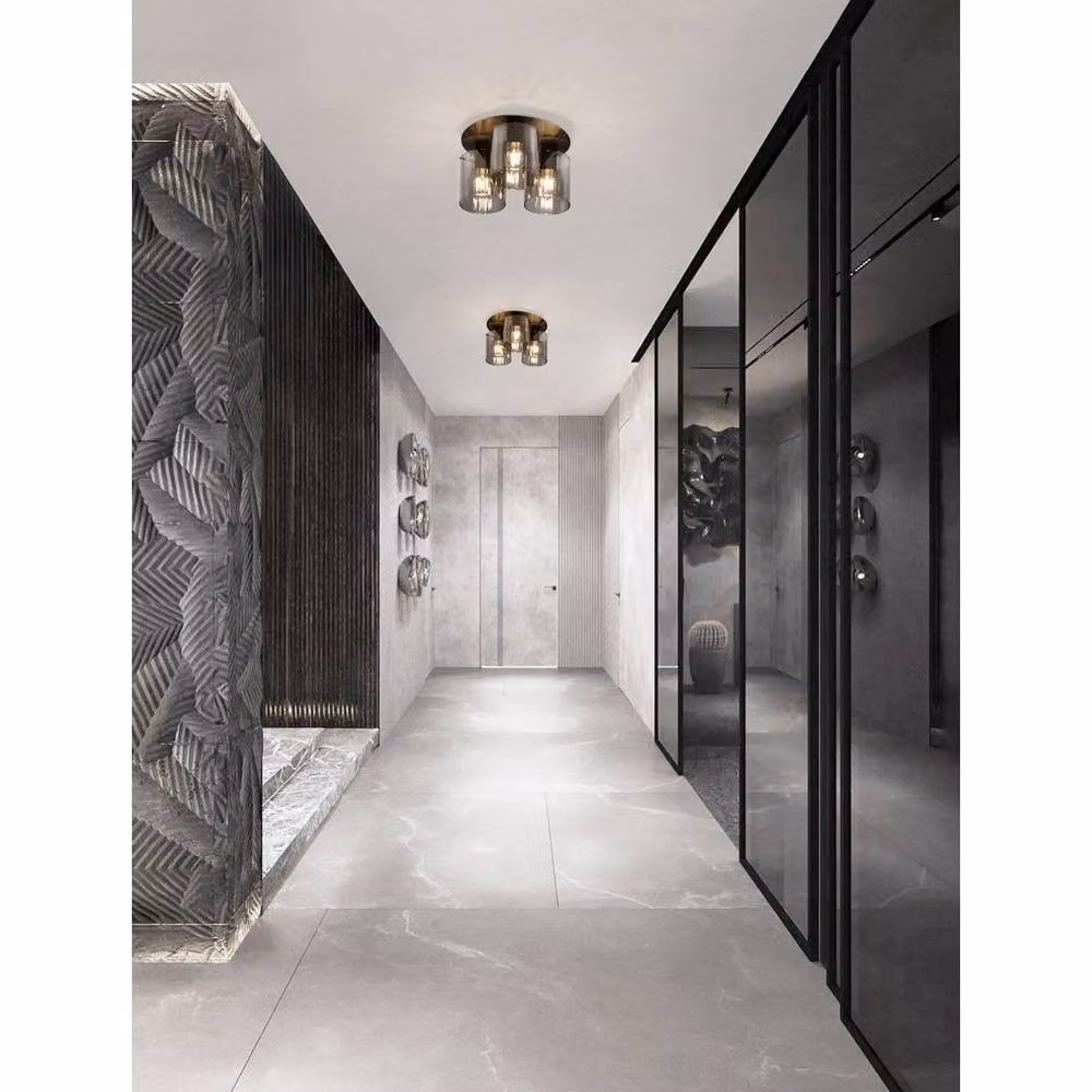 Netlighting Mirbi Shade Cluster Ceiling Light in Grey and Black with Glass Shades and E27 Sockets – 2