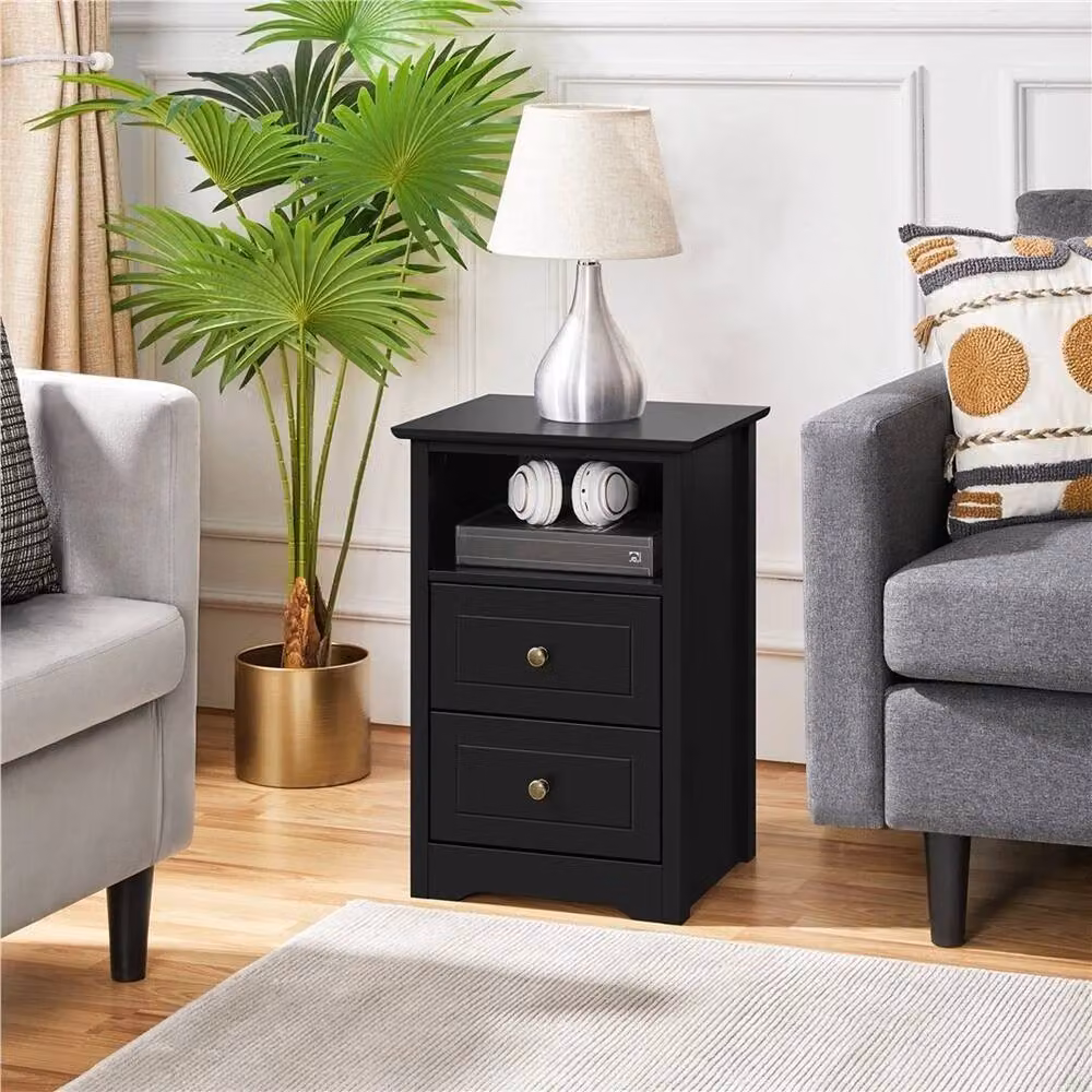 KORVIXA Black Bedside Table and Nightstand Cabinet – 5