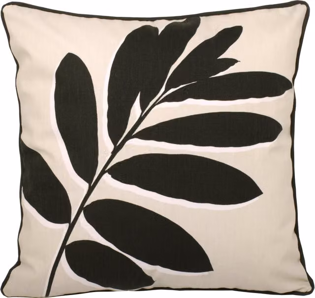 Fusion Black and Beige Floral Leaf Print Filled Square Cushion, W/D/H: 43 x 43 x 43 cm – 5