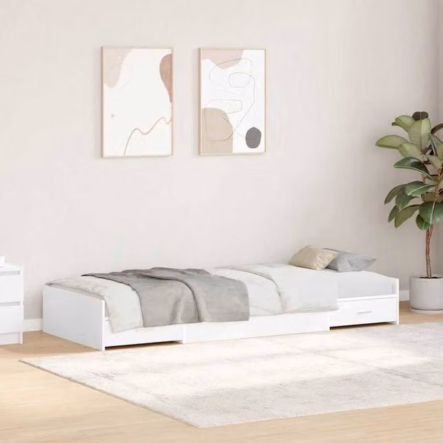 Berkfield Home Storage Bed Frame with Drawers, White, W: 90 cm, L: 200 cm, Engineered Wood