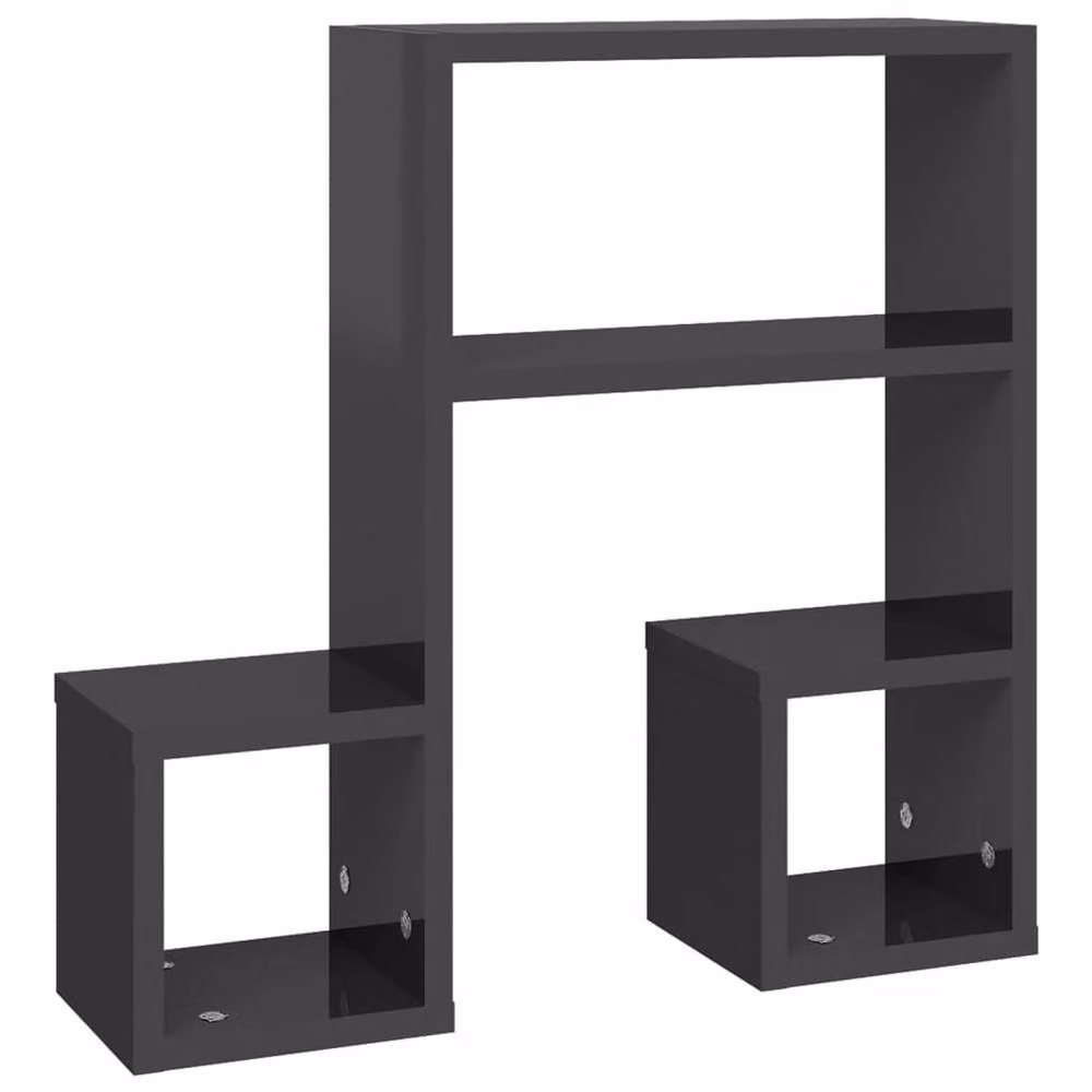 Berkfield Home Wall Mounted High Gloss Grey Engineered Wood Shelves, 2 Pack, W/D/H: 50 x 15 x 50 cm – 4