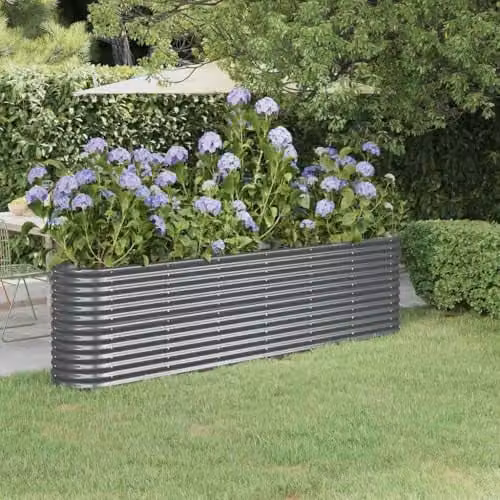 vidaXL Anthracite Powder-Coated Steel Garden Raised Bed, W: 260 cm, D: 40 cm, H: 68 cm – 2