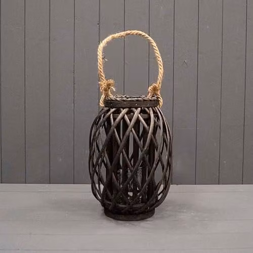 Black Rattan Four Candle Pillar Lantern, Height: 33 cm – 1