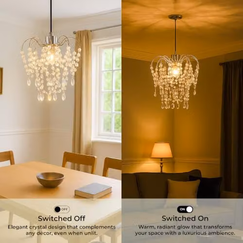 INNOTECK Classic Teardrop Drop Pendant Light Shade in Chrome and Transparent Crystal – 4