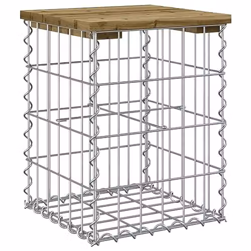vidaXL Gabion Design Garden Bench in Impregnated Pine Wood and Metal, W/D/H: 33 x 31 x 42 cm