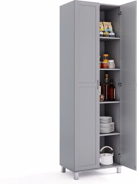 Costway Modern Kitchen Storage Pantry Cabinet in Matt Grey