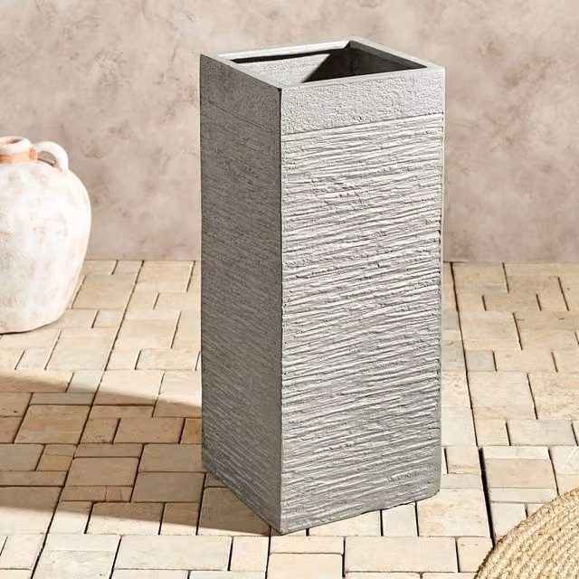 Wyld and Coco Tall Fibre Clay Planter, Light Grey, Height: 60 cm – 1