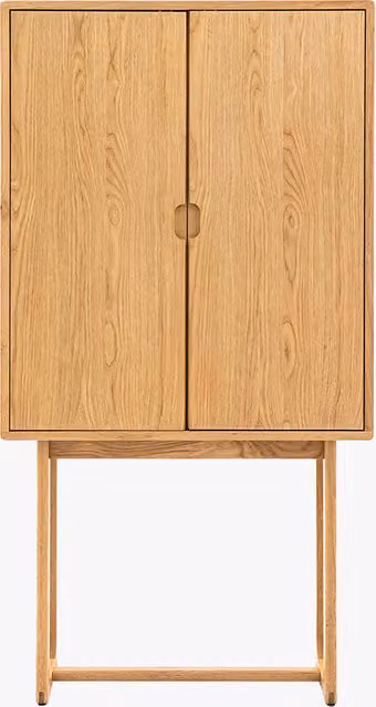 Perch & Parrow Whittle Scandinavian Oak Cocktail Cabinet in Sand and Brown
