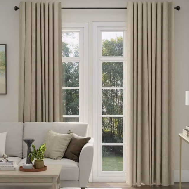 ANTE DECOR Eden Made To Measure Blackout Chenille Eyelet Curtains in Beige