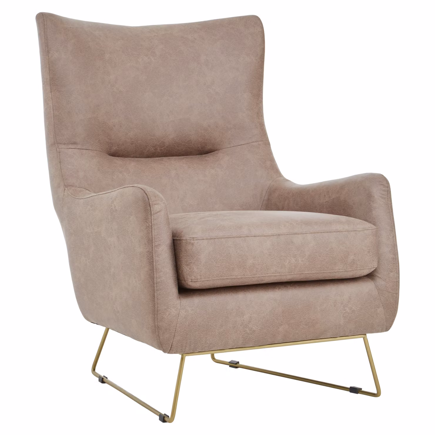 Fifty Five South Orsina Brown Faux Leather Armchair with Gold Metal Legs – 2
