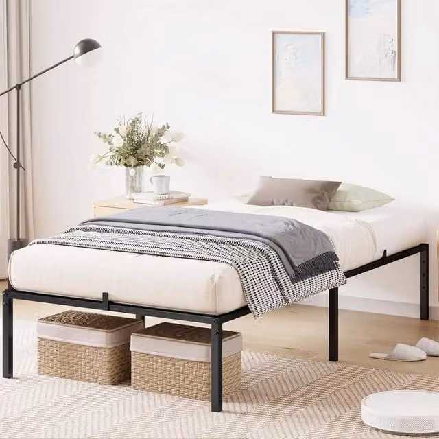 VOGREX Single Metal Bed Frame, Black, W/D/H: 90 x 190 cm – 1