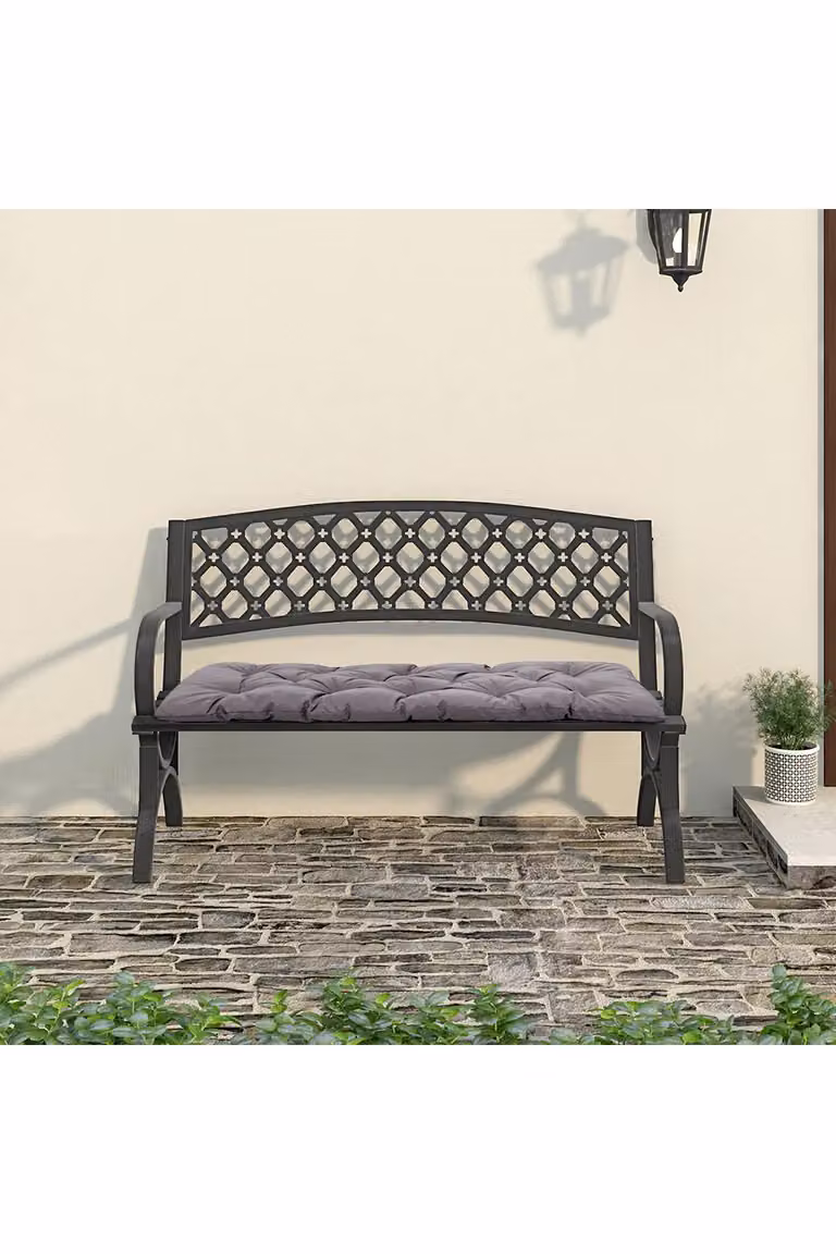 Living and Home Waterproof Non-Slip Bench Seat Cushion in Grey, W: 120 cm, D: 50 cm