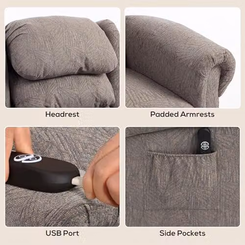 HOMCOM Electric Power Lift Recliner Chair for Seniors in Grey Fabric – 5