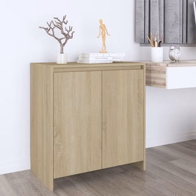 Berkfield Home Sonoma Oak Sideboard in Beige, W/D/H: 70 x 41 x 75 cm