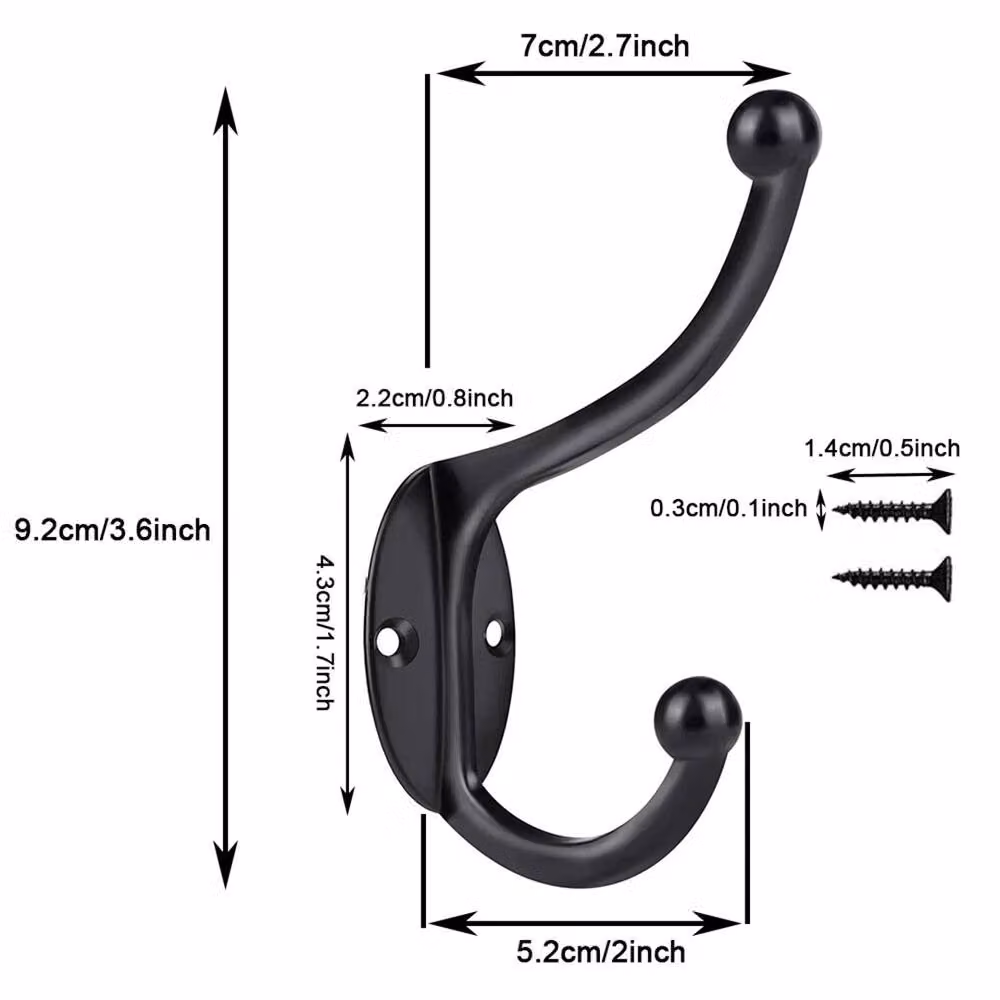 SPETLEK 10 Pack Black Double Coat Hooks, Vintage Wall Mounted Hat Hanger – 2
