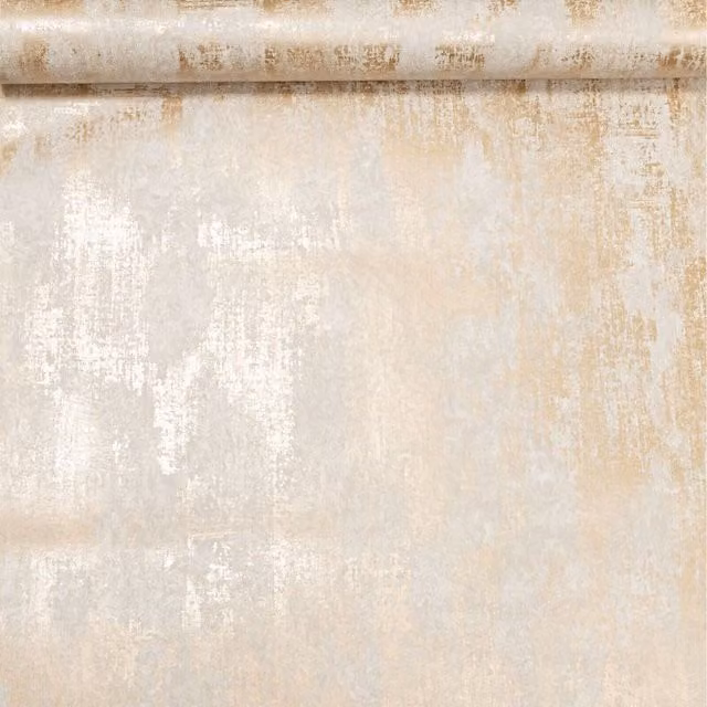 Deco Print Abstract Industrial Distressed Concrete Wallpaper in Grey, Cream, Gold and Beige